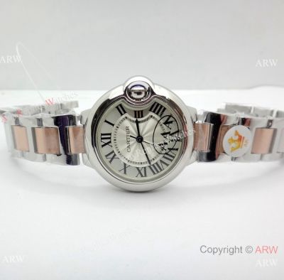 Copy Cartier Ballon Bleu Quartz 33mm Watch 2-Tone Rose Gold